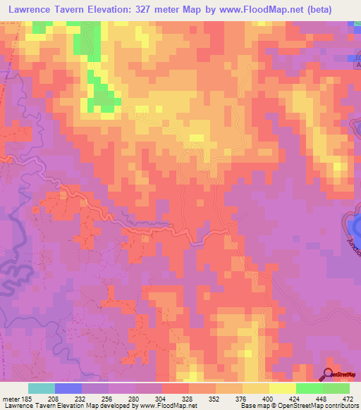 Lawrence Tavern,Jamaica Elevation Map