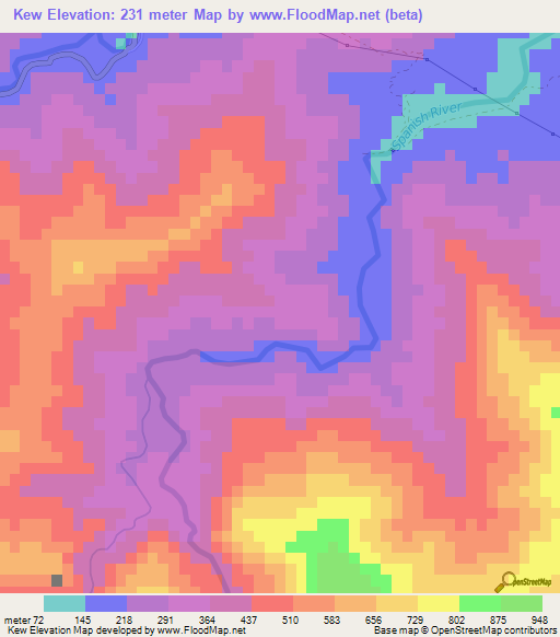 Kew,Jamaica Elevation Map