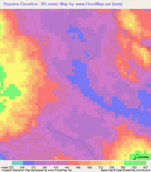 Hopeton,Jamaica Elevation Map