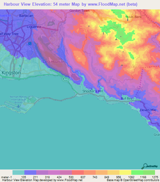 Harbour View,Jamaica Elevation Map