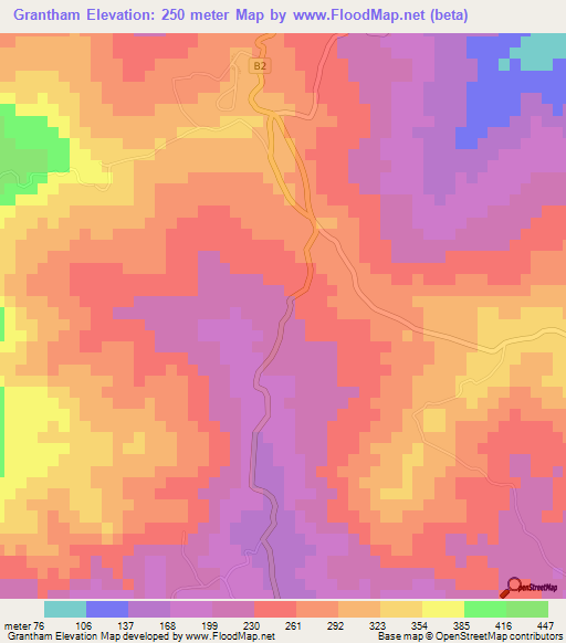 Grantham,Jamaica Elevation Map