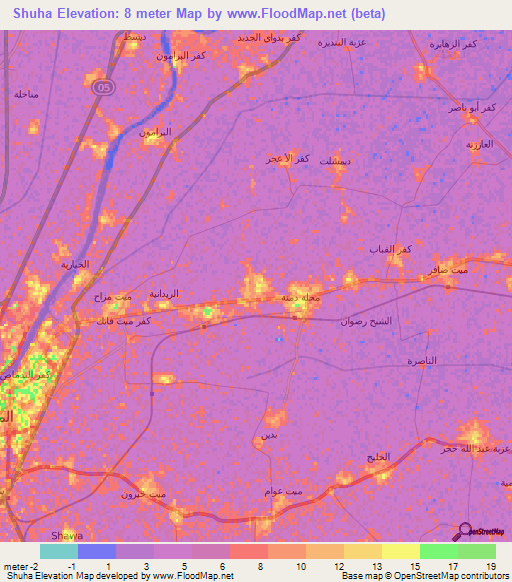 Shuha,Egypt Elevation Map