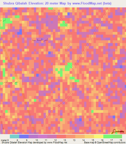 Shubra Qibalah,Egypt Elevation Map