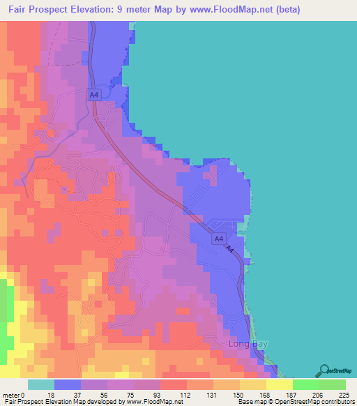 Fair Prospect,Jamaica Elevation Map