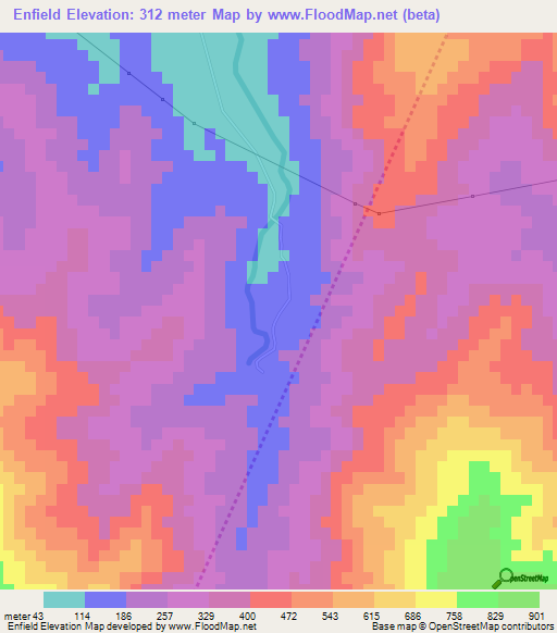 Enfield,Jamaica Elevation Map