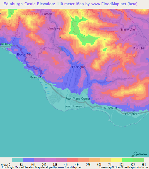 Edinburgh Castle,Jamaica Elevation Map