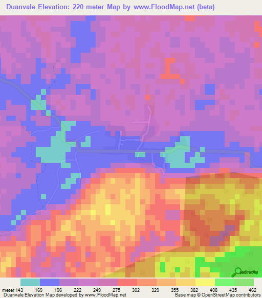 Duanvale,Jamaica Elevation Map
