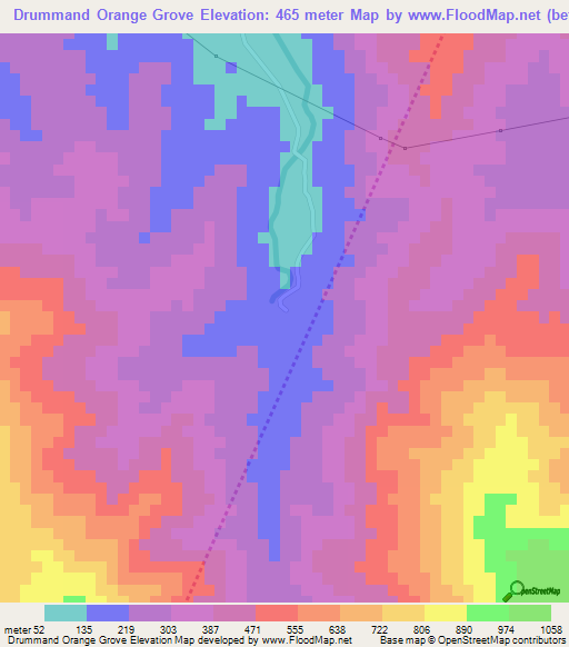 Drummand Orange Grove,Jamaica Elevation Map