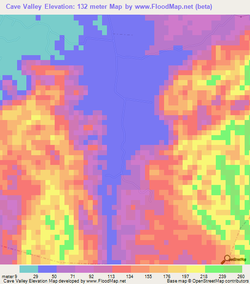 Cave Valley,Jamaica Elevation Map