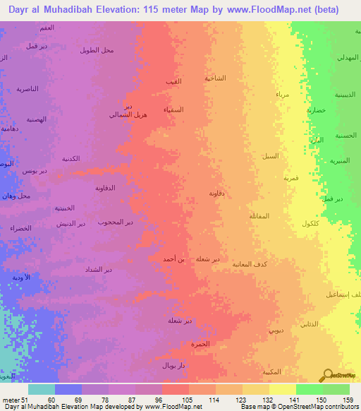 Dayr al Muhadibah,Yemen Elevation Map