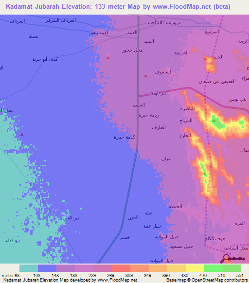 Kadamat Jubarah,Yemen Elevation Map