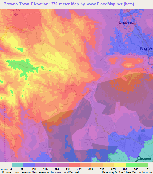 Elevation of Browns Town,Jamaica Elevation Map, Topography, Contour