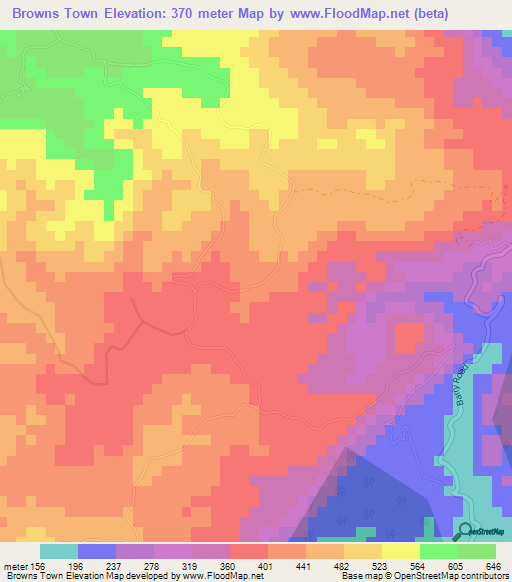Elevation of Browns Town,Jamaica Elevation Map, Topography, Contour