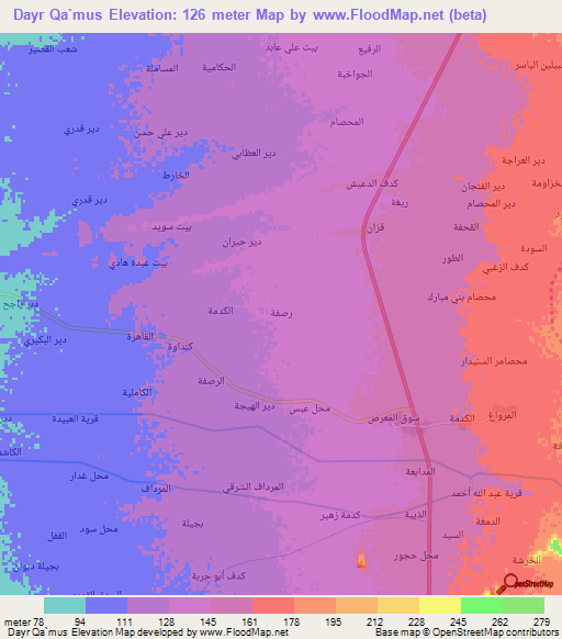 Dayr Qa`mus,Yemen Elevation Map
