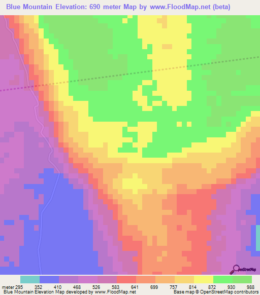 Blue Mountain,Jamaica Elevation Map