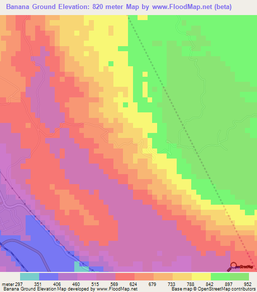 Elevation of Banana Ground,Jamaica Elevation Map, Topography, Contour
