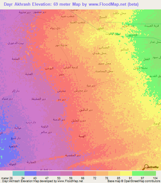 Dayr Akhrash,Yemen Elevation Map