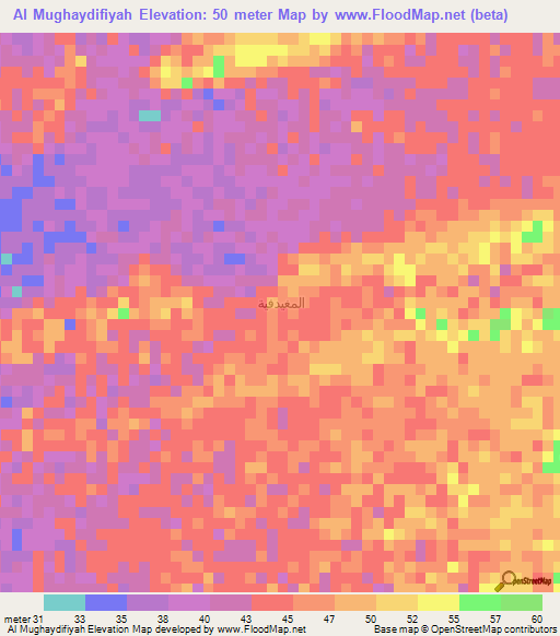 Al Mughaydifiyah,Yemen Elevation Map