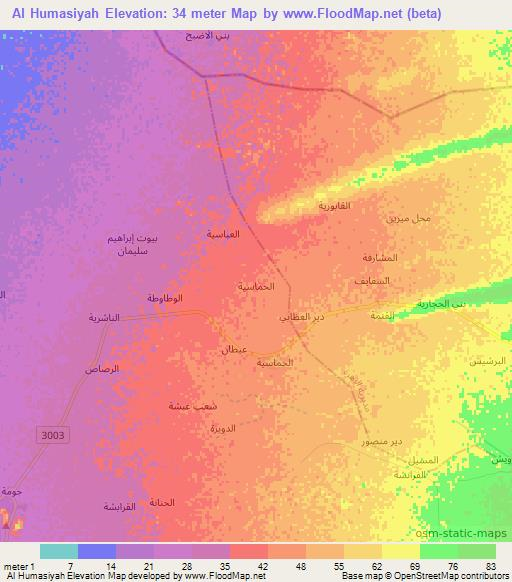 Al Humasiyah,Yemen Elevation Map