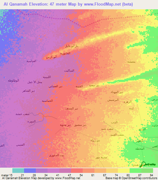 Al Qanamah,Yemen Elevation Map