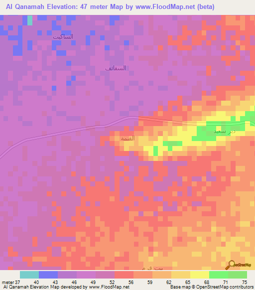 Al Qanamah,Yemen Elevation Map
