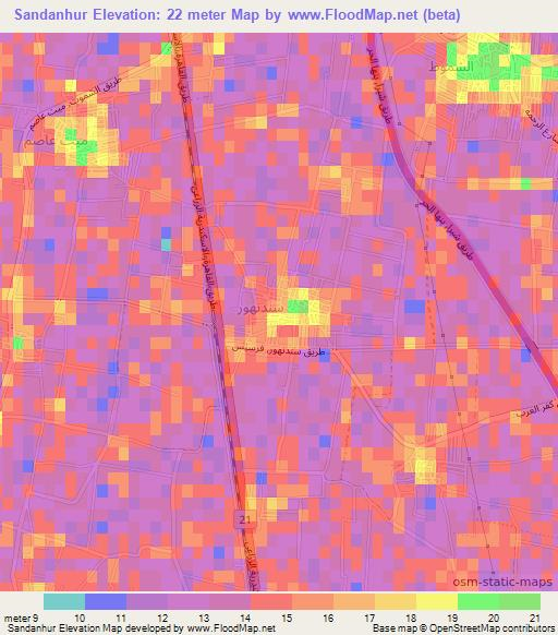 Sandanhur,Egypt Elevation Map