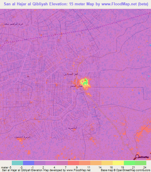 San al Hajar al Qibliyah,Egypt Elevation Map