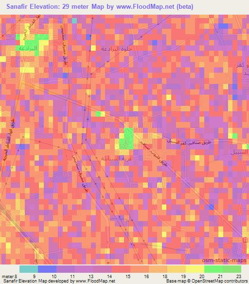 Sanafir,Egypt Elevation Map