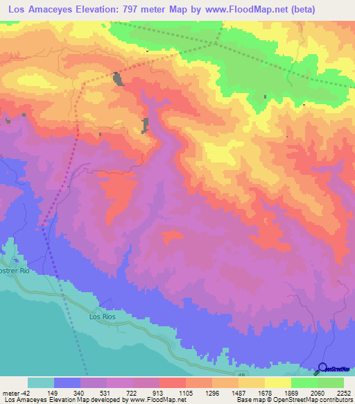 Los Amaceyes,Dominican Republic Elevation Map