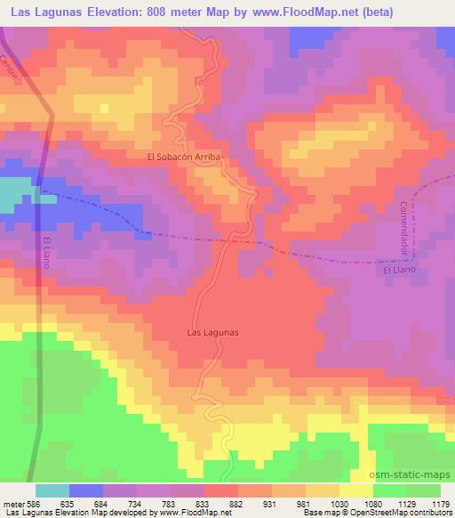 Las Lagunas,Dominican Republic Elevation Map