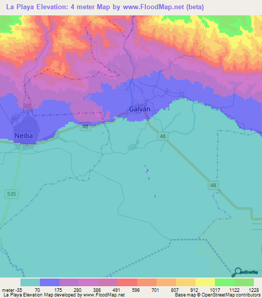 La Playa,Dominican Republic Elevation Map
