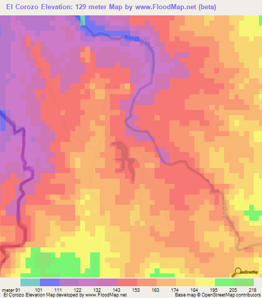 El Corozo,Dominican Republic Elevation Map