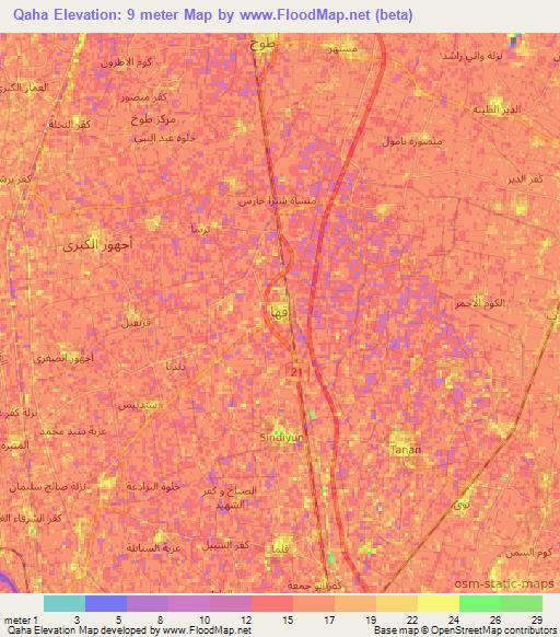 Qaha,Egypt Elevation Map