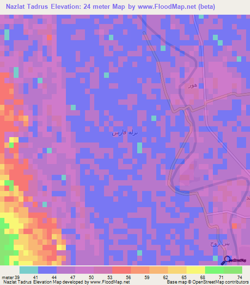 Nazlat Tadrus,Egypt Elevation Map