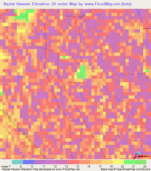 Nazlat Hawawi,Egypt Elevation Map