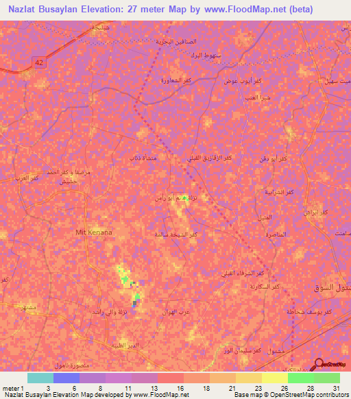 Nazlat Busaylan,Egypt Elevation Map