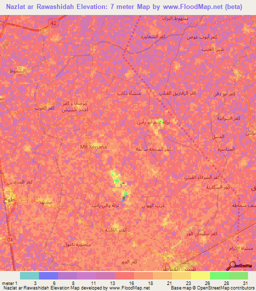 Nazlat ar Rawashidah,Egypt Elevation Map