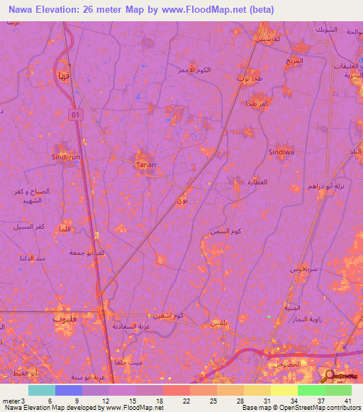 Nawa,Egypt Elevation Map