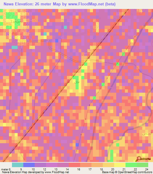 Nawa,Egypt Elevation Map