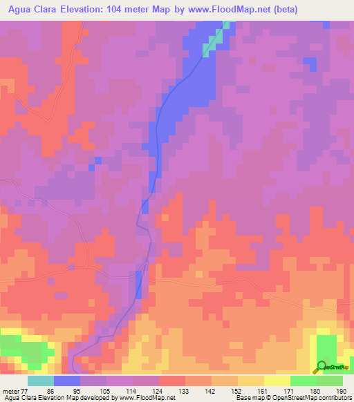 Agua Clara,Dominican Republic Elevation Map