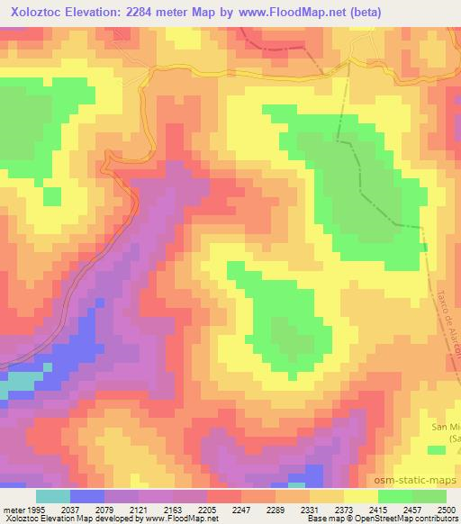 Xoloztoc,Mexico Elevation Map