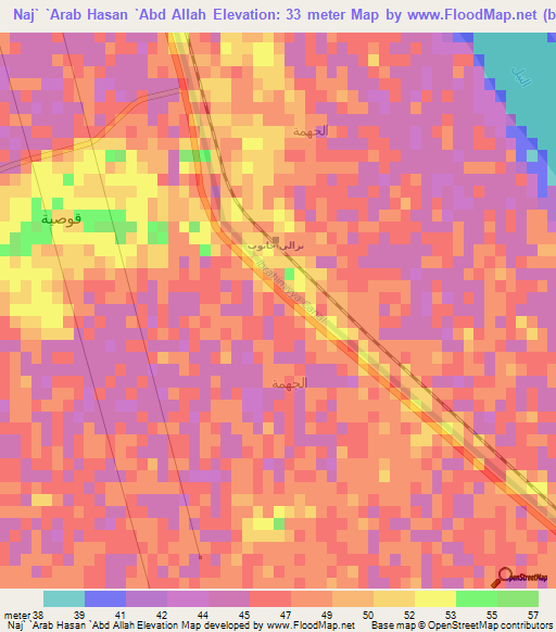 Naj` `Arab Hasan `Abd Allah,Egypt Elevation Map