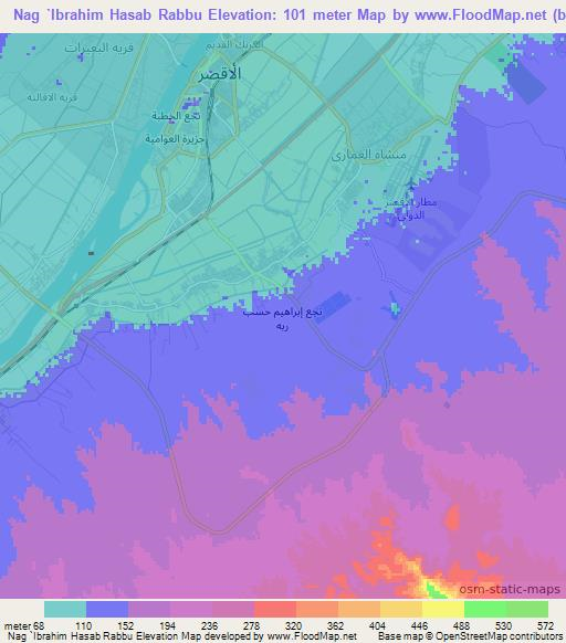 Nag `Ibrahim Hasab Rabbu,Egypt Elevation Map
