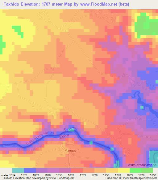 Taxhido,Mexico Elevation Map