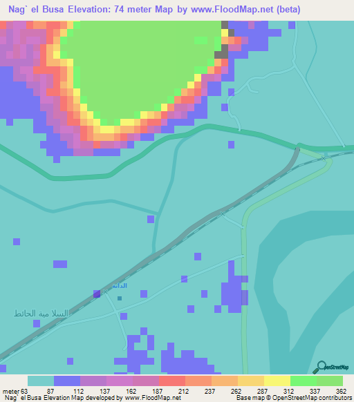 Nag` el Busa,Egypt Elevation Map