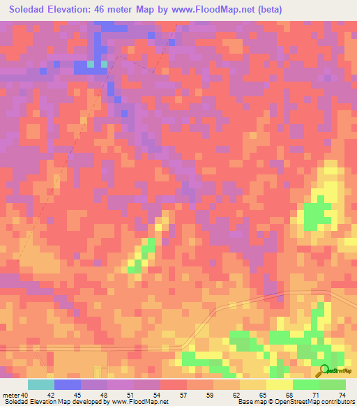 Soledad,Mexico Elevation Map
