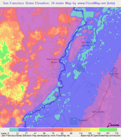 San Francisco Botes,Mexico Elevation Map