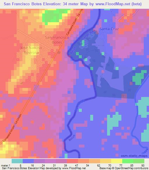 San Francisco Botes,Mexico Elevation Map
