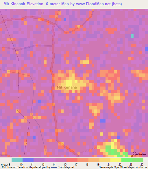 Mit Kinanah,Egypt Elevation Map