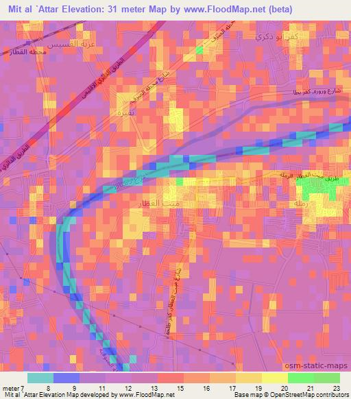 Mit al `Attar,Egypt Elevation Map